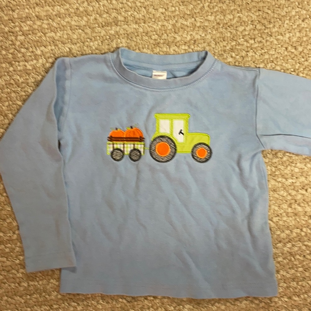 Embroidered Tractor Pumpkin Trailer Shirt